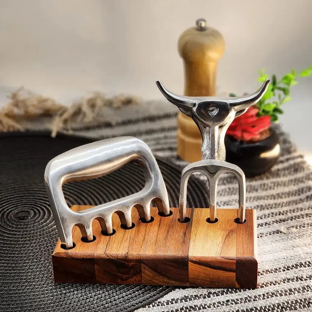 Garfo Tridente Churrasco com Garra de Urso Alumínio Personalizado