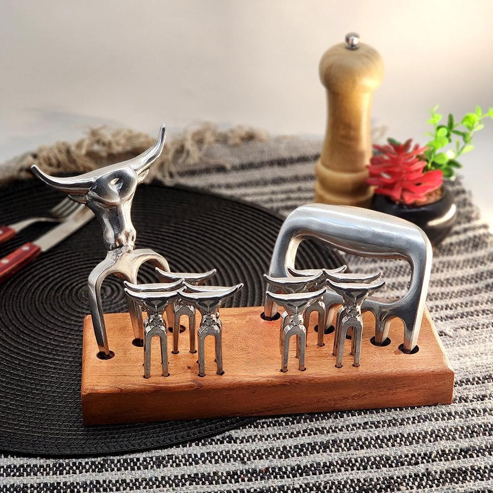 Garfo Tridente + Garra de Urso 10 Garfos Petisco Churras