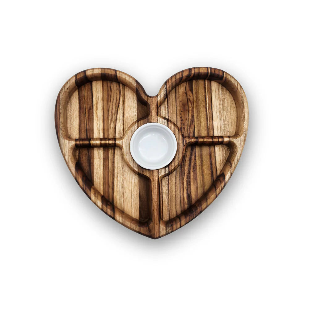 Petisqueira Coração com Molheira 4 Divisões